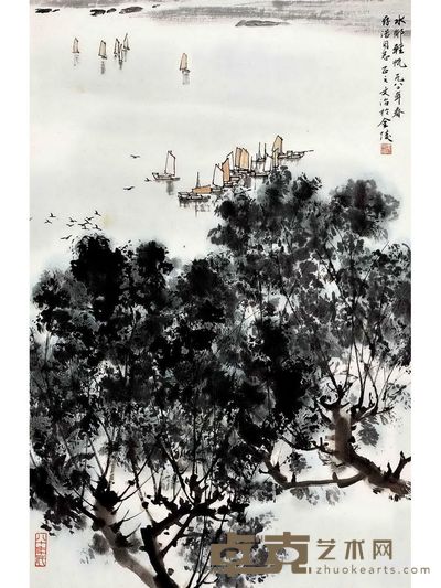 水乡轻帆图 68×44.5cm