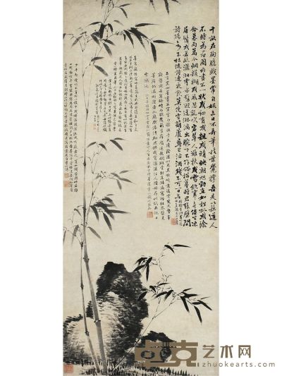 竹石圖 123×52cm