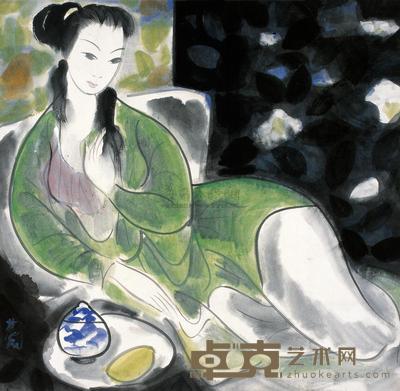 林风眠 绿衣仕女 镜心 67×68cm