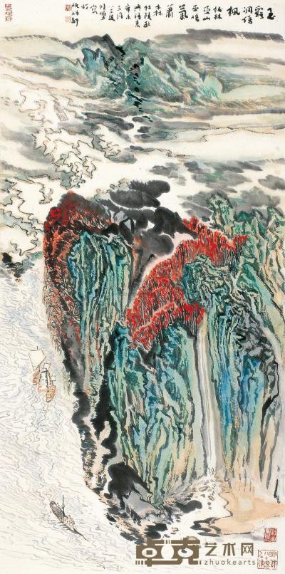 陆俨少 辛未（1991年）作 杜陵《秋兴》诗意图 镜片 140×69cm