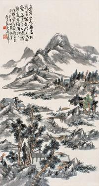 蒲华 辛丑（1901年）作 山色溪光图 立轴