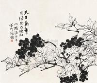 任伯年 癸巳（1893年）作 花卉 镜框