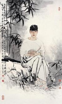 何家英 辛巳（2001年）作 人物 镜片