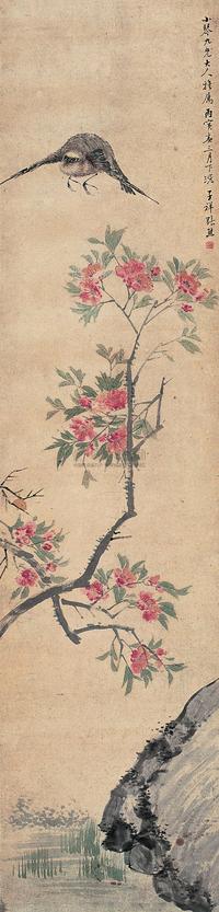 张熊 丙寅（1866年）作 花鸟 立轴