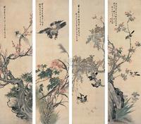 张熊 癸酉（1873年）作 花鸟 四屏