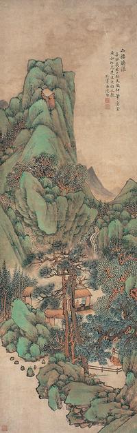 沈竹宾 辛卯（1891年）作 山楼听瀑图 立轴