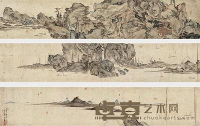 唐寅 (款) 秋江竞渡 手卷 28×430cm
