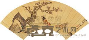 郁乔枝 甲午（1594） 两雄 扇片 17.5×53.5cm