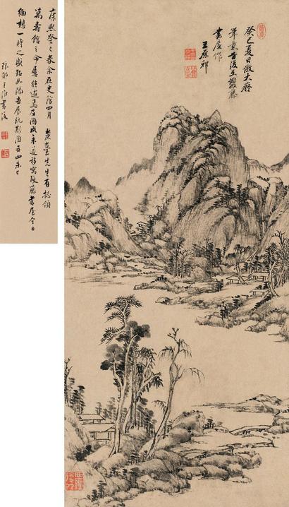 王原祁 癸巳（1713）年作 溪山村居 立轴