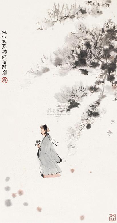 傅抱石 癸卯（1963）年作 采菊东篱下 镜片
