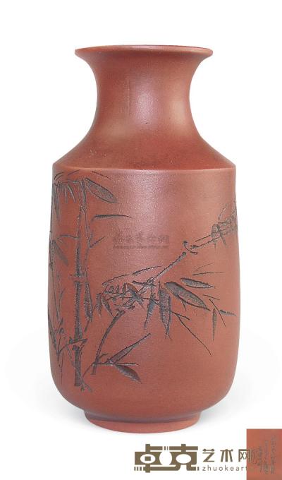 任淦庭 紫砂花瓶 15.3×8cm