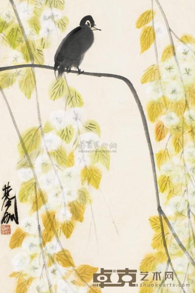 林风眠 枫叶小鸟 立轴 65.5×44cm