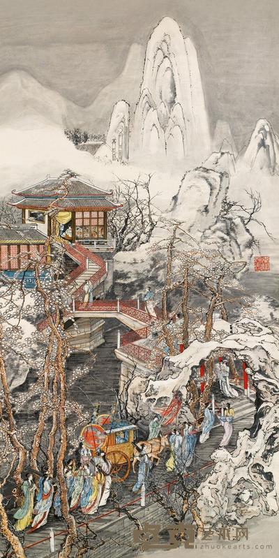 李耕 汉武帝游宫 立轴 173×88cm