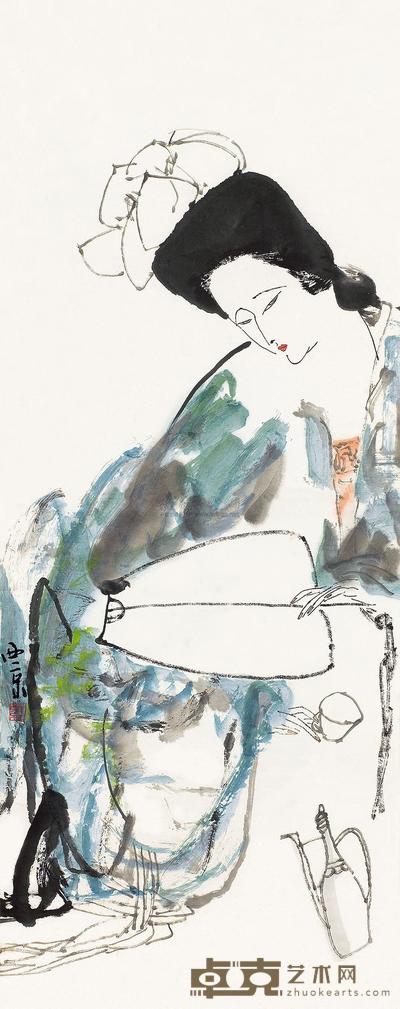 王西京 仕女闲愁 立轴 132×52cm