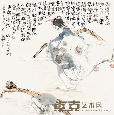 江文湛 江天独对 镜片 68×68cm