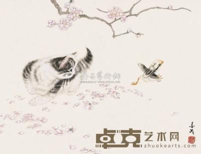 米春茂 春桃猫趣 镜片 31×42cm
