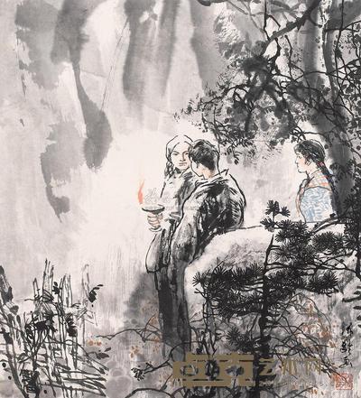 杜滋龄 人物 镜心 37×34cm