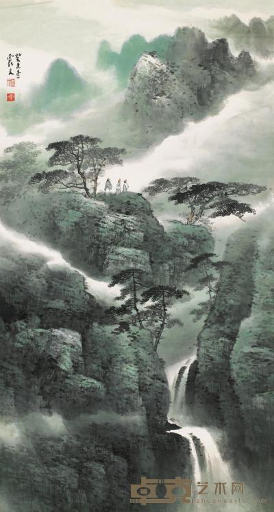 乐震文 癸未（2003）年作 松山观云 镜心 88×47cm