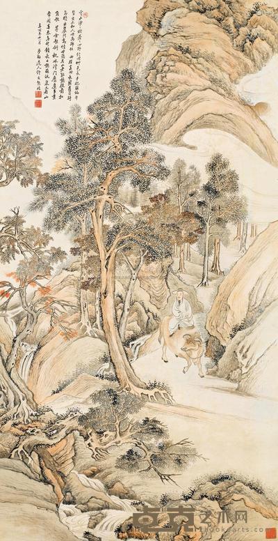 许文熊 辛酉（1921）年作 骑牛归隐 立轴 127×66cm