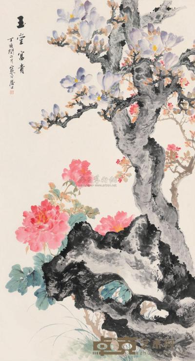 江寒汀 丁亥（1947）年作 玉堂富贵 立轴 144.5×78.5cm