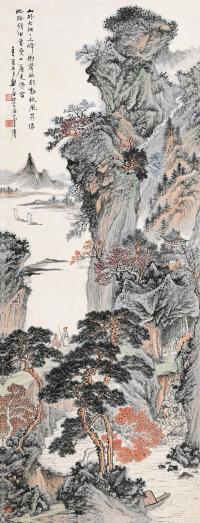 郑午昌 壬午（1942）年作 树声帆影 立轴