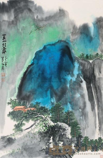谢稚柳 己巳(1989)年作 夏山新霁 镜片 69×45cm