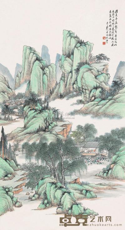 顾颐 消夏亭台 立轴 136×75cm