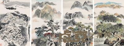 程十发 辛未(1991)年作 四时山色 镜片 66×43.5cm