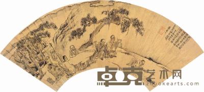 薛素素 壬子（1612）年作 松下高僧 扇片 16×49cm