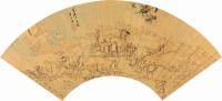 李士达 丁巳（1617）年作 渡江罗汉 扇片
