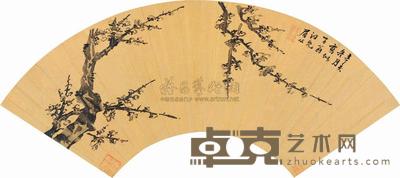 陈继儒 辛亥（1611）年作 寒梅映雪 扇片 16×48cm