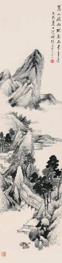 张熊 乙酉（1885）年作 夏山欲雨 立轴