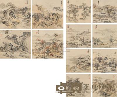 王翚 甲戌（1694）年作 虞山十二景册 册页 （十二开） 25×27cm×12