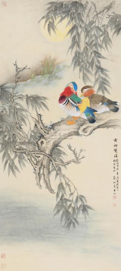 刘伯农 甲申（2004）年作 古柳双栖 立轴