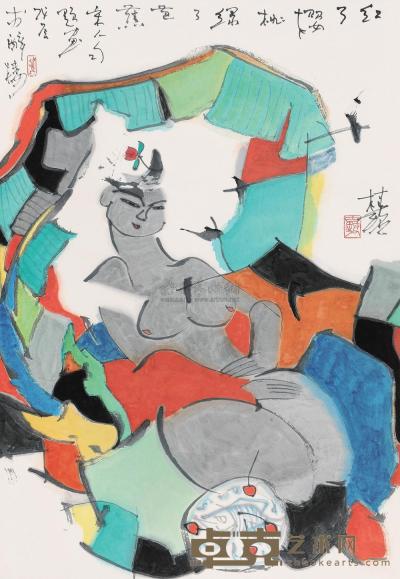 张桂铭 戊辰（1988）年作 画古人句 立轴 99.5×69cm