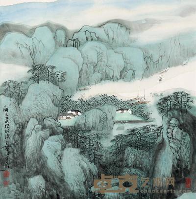 蔡天雄 一湖春水抱邨流 镜片 69×68cm