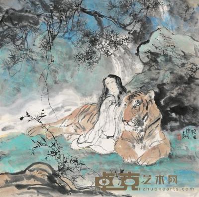 韩硕 乙亥（1995）年作 山鬼图 镜片 69×69cm