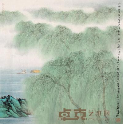 陈翔 庚寅（2010）年作 柳溪渔隐 镜片 67×66cm