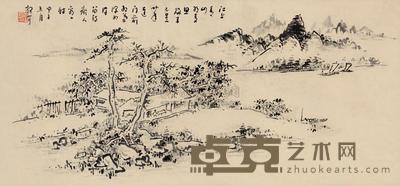 林散之 甲子（1984）年作 晴窗读书 镜片 28×60cm