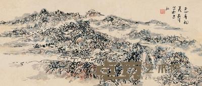 林散之 1954年作 山居图 镜片 20.5×47cm