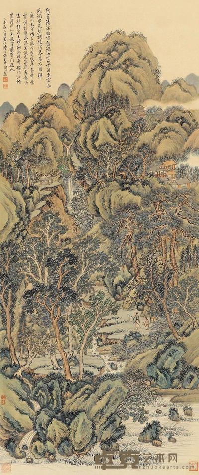 陆恢 1895年作 浮峦暖翠 立轴 127×54cm