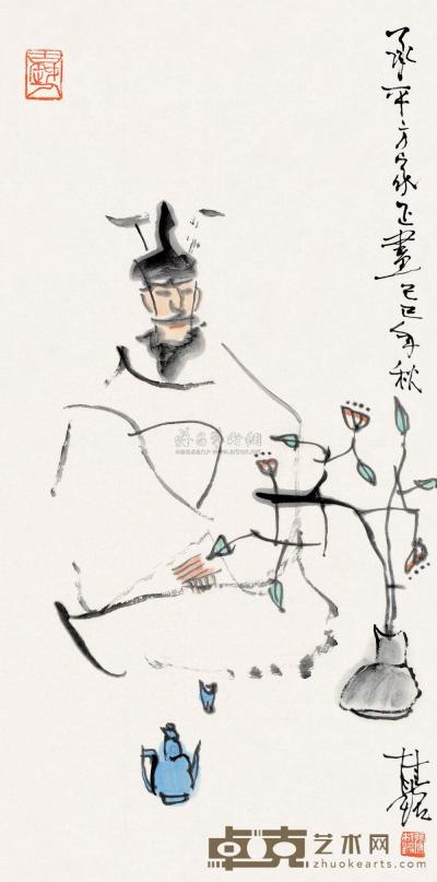 张桂铭 1989年作 高士图 镜心 68×34cm