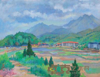 周碧初 1986年作 田野风景 43×56cm