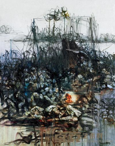 周春芽 1992年作 中国园林 100×80cm