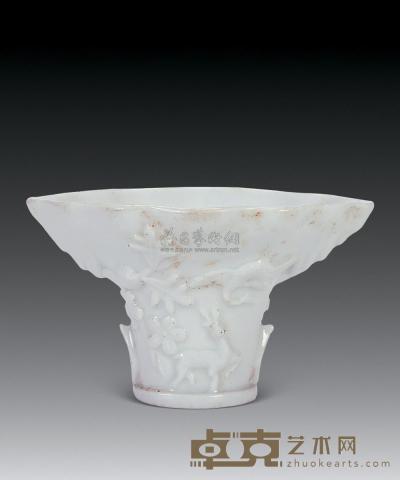 清 德化窑松鹤鱼龙纹杯 直径10.5cm