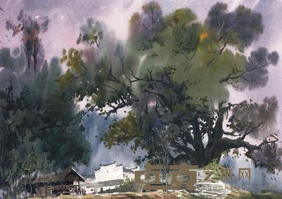 苏仕元 水彩山水 38×53cm