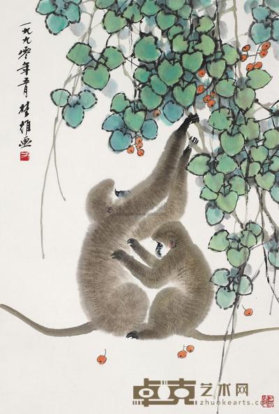 方楚雄 双猿 镜片 69×47cm