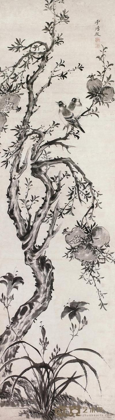 张雪鸿 花鸟 立轴 164×45cm