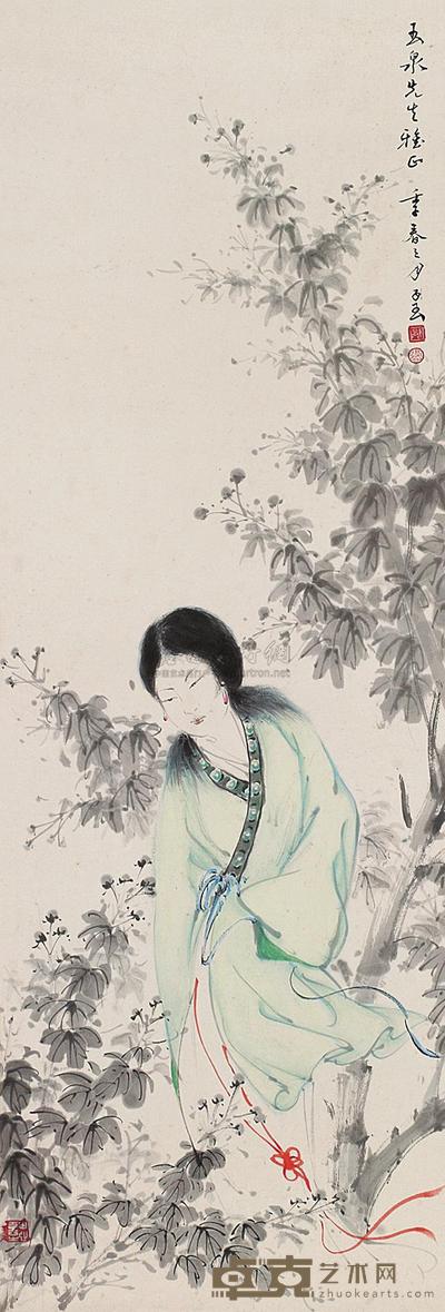 邓子玉 仕女 镜片 80×27cm