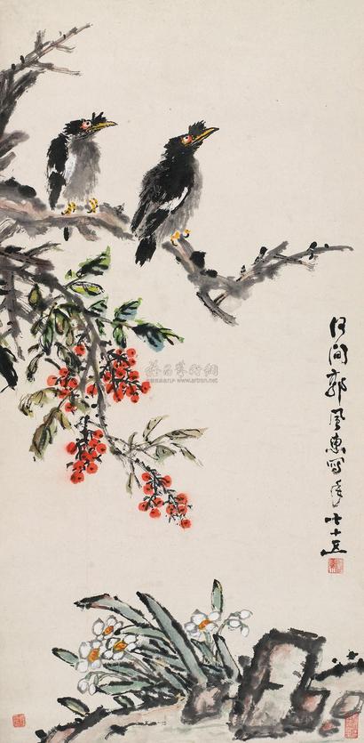 郭风惠 1973年作 花鸟 立轴